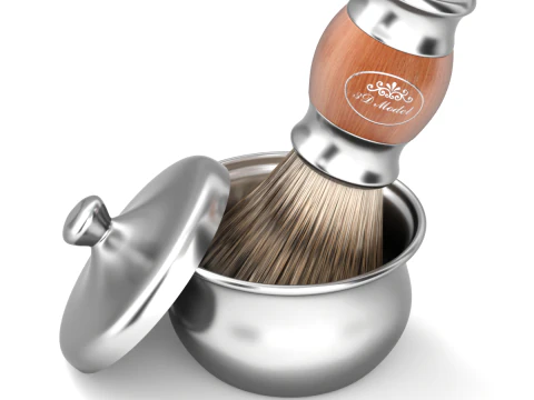 Shaving Kit with Wooden Handles 3D Model