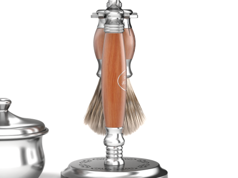 Shaving Kit with Wooden Handles Model 3D