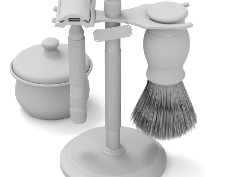 Shaving Kit with Metal Handles 3D Model