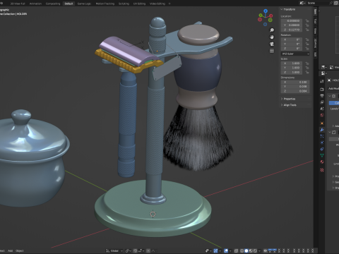 Shaving Kit with Metal Handles 3D Model