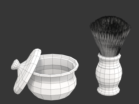 Shaving Kit with Metal Handles 3D Model