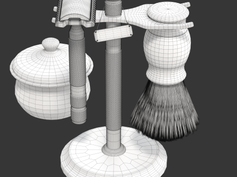 Shaving Kit with Metal Handles 3D Model