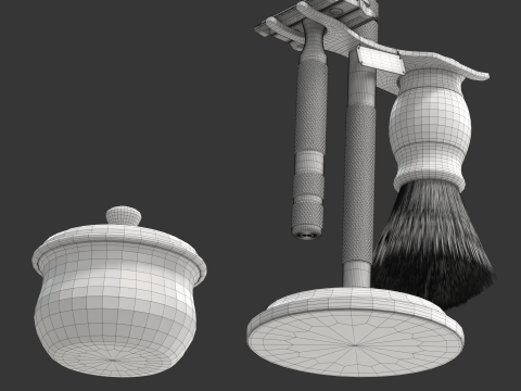 Shaving Kit with Metal Handles 3D Model