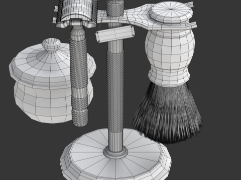 Shaving Kit with Metal Handles 3D Model