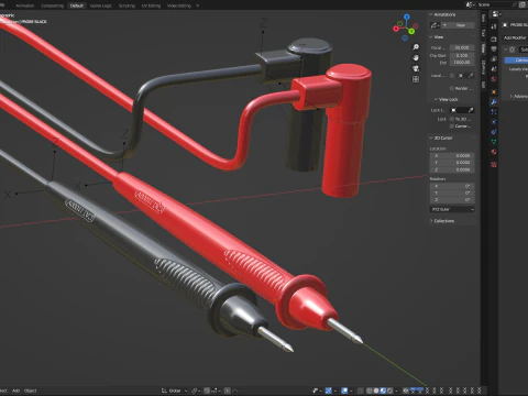 Multimeter Test Leads 3D Model