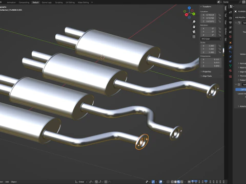 Simple Exhaust Set 3D Model