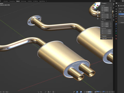 Simple Exhaust Set 3D Model