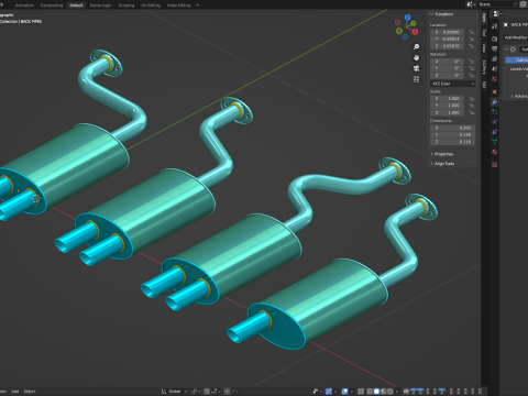 Simple Exhaust Set 3D Модель