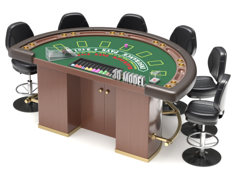Blackjack Table Set 3D Model