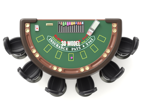 Blackjack Table Set 3D Model