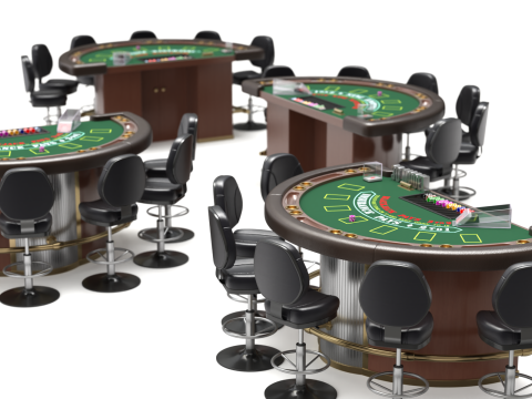 Blackjack Table Set 3D Model