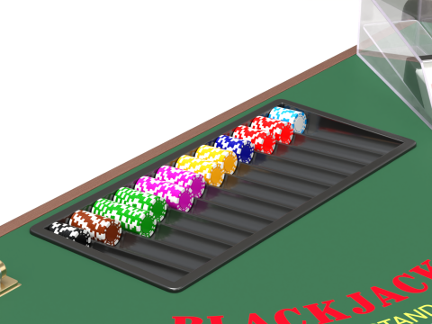 Blackjack Table Set 3D Model