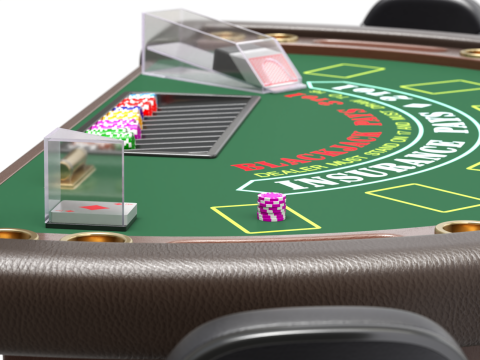 Blackjack Table Set 3D Model