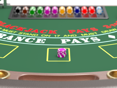 Blackjack Table Set 3D Model