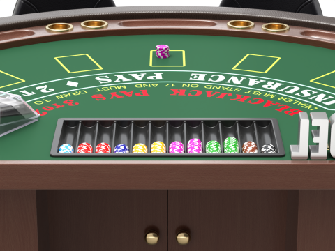 Blackjack Table Set 3D Model