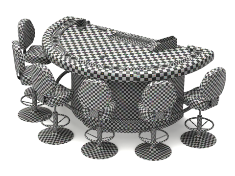 Blackjack Table Set 3D Model