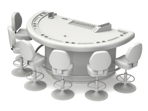 Blackjack Table Set 3D Model