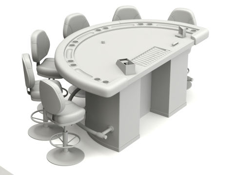 Blackjack Table Set 3D Model