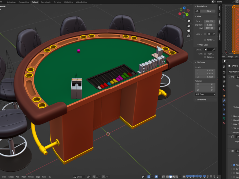 Blackjack Table Set 3D Model