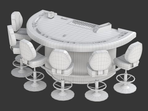 Blackjack Table Set 3D Model