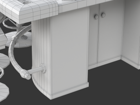 Blackjack Table Set 3D Model