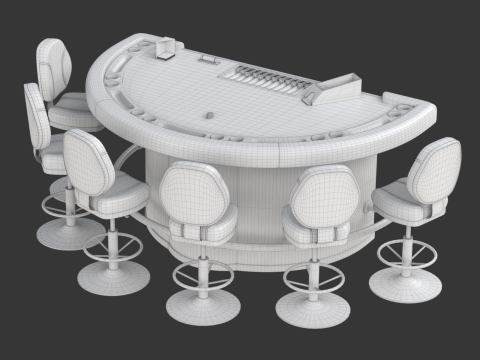 Blackjack Table Set 3D Model