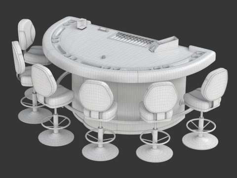 Zestaw stoł&oacute;w do blackjacka Model 3D