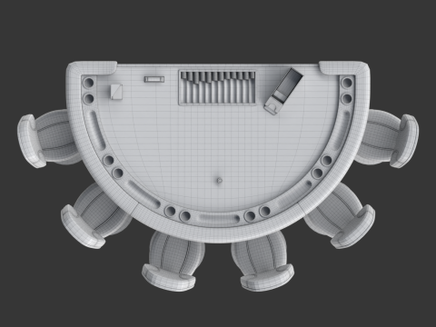 Blackjack Table Set 3D Model