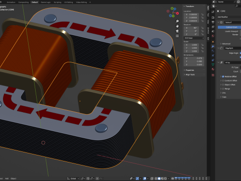 Core Type Transformer for Education 3D Модель