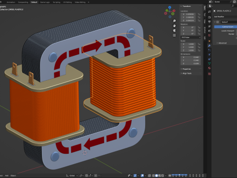 Core Type Transformer for Education 3D Модель