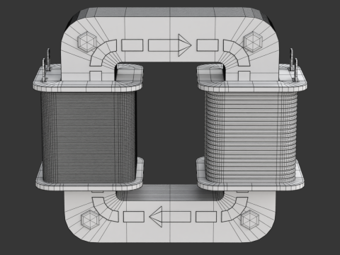 Core Type Transformer for Education 3D Модель