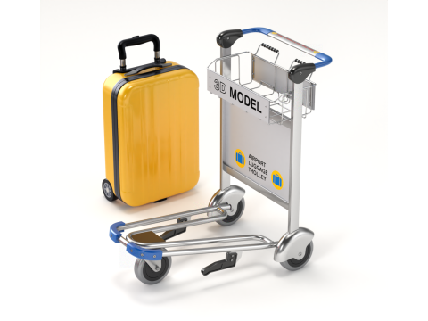 Airport Luggage Trolley with Suitcase 3D Модель