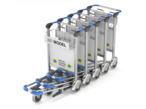 Airport Luggage Trolley with Suitcase 3D Model