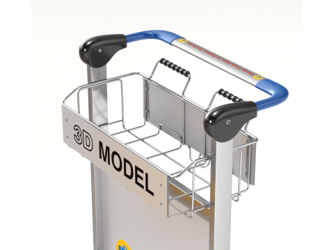 Airport Luggage Trolley with Suitcase 3D Model