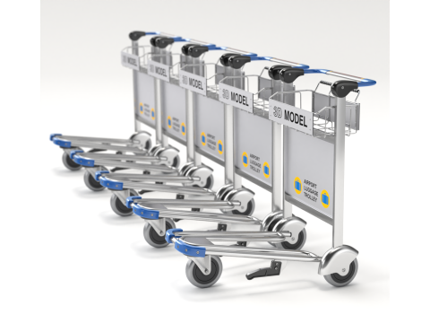 Airport Luggage Trolley with Suitcase 3D Model