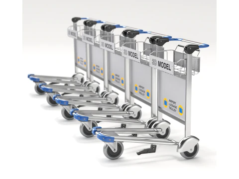 Airport Luggage Trolley with Suitcase 3D Model