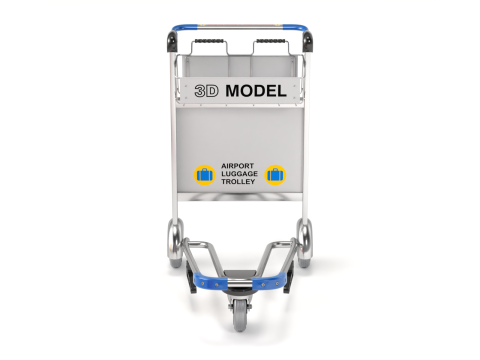 Airport Luggage Trolley with Suitcase 3D Model