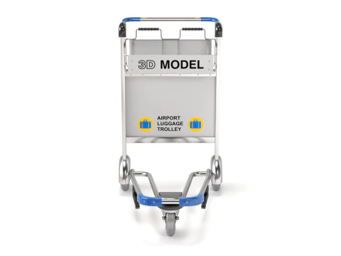 Airport Luggage Trolley with Suitcase 3D Model