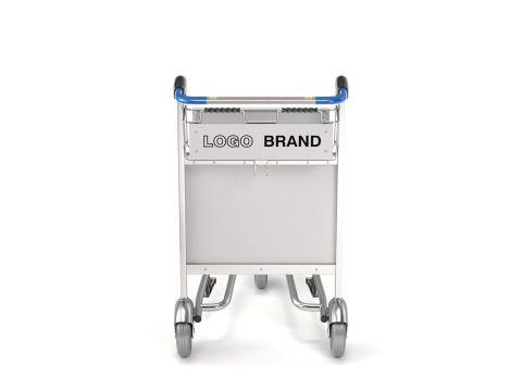 Airport Luggage Trolley with Suitcase 3D Model
