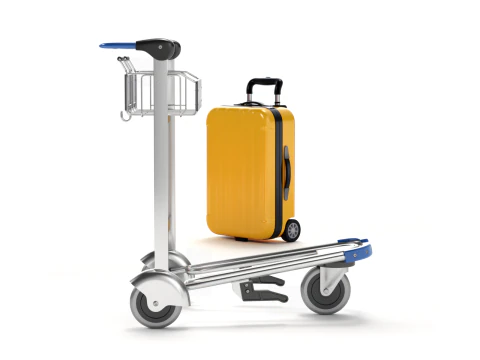 Airport Luggage Trolley with Suitcase 3D Model