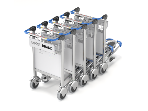 Airport Luggage Trolley with Suitcase 3D Model