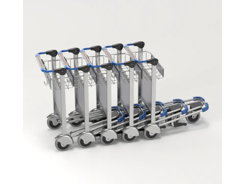 Airport Luggage Trolley with Suitcase 3D Model