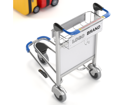 Airport Luggage Trolley with Suitcase 3D Model