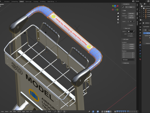 Airport Luggage Trolley with Suitcase 3D Model