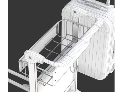 Airport Luggage Trolley with Suitcase 3D Model