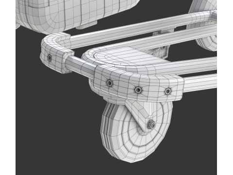 Airport Luggage Trolley with Suitcase 3D Model