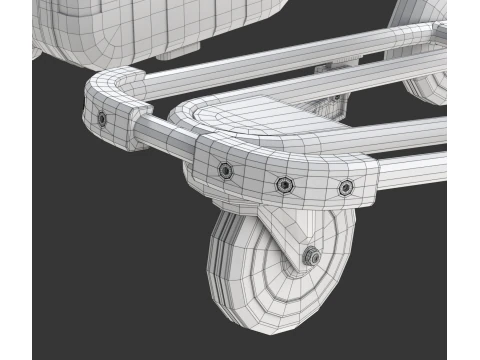 Airport Luggage Trolley with Suitcase 3D Model