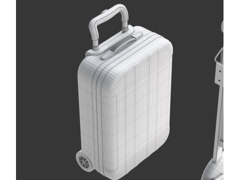 Airport Luggage Trolley with Suitcase 3D Model