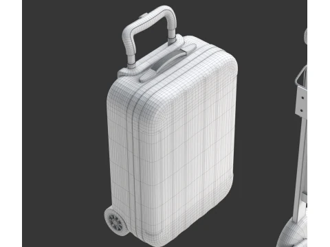 Airport Luggage Trolley with Suitcase 3D Model
