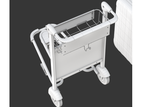 Airport Luggage Trolley with Suitcase 3D Model
